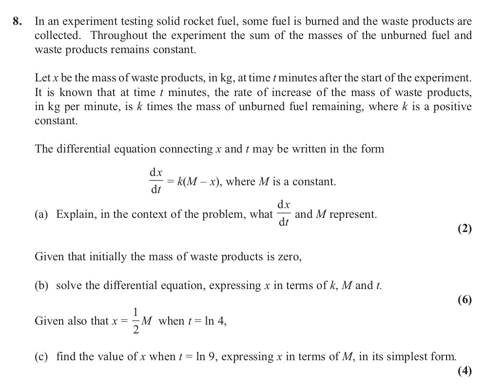 In-an-experiment-testing-solid-rocket-fuel,-some-fuel-is-burned-and-the-waste-products-are-collected-Edexcel-A-Level Maths Pure-Question 5-2013-Paper 1.png